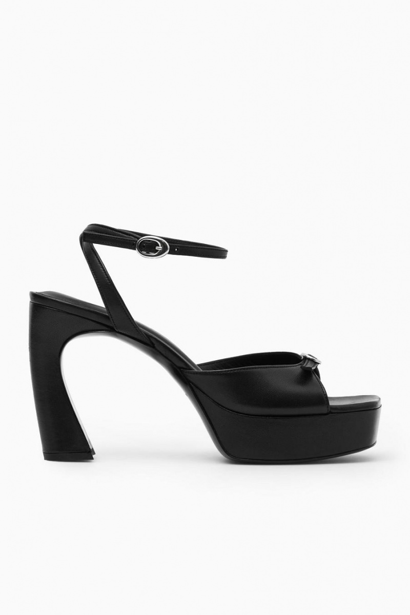 COS Buckled Platform Szandál Női Fekete | EKG-463807