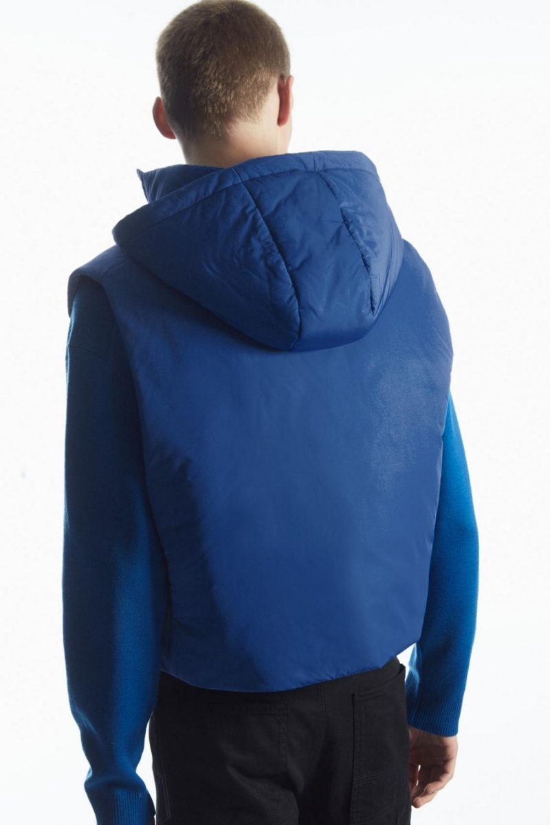 COS Buckled-side Párnázott Csuklyás Mellény Férfi Világos Kék | GTL-043265