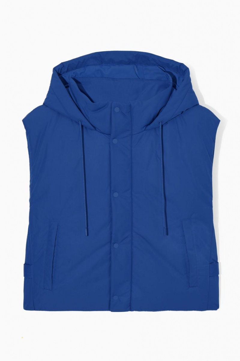 COS Buckled-side Párnázott Csuklyás Mellény Férfi Világos Kék | GTL-043265