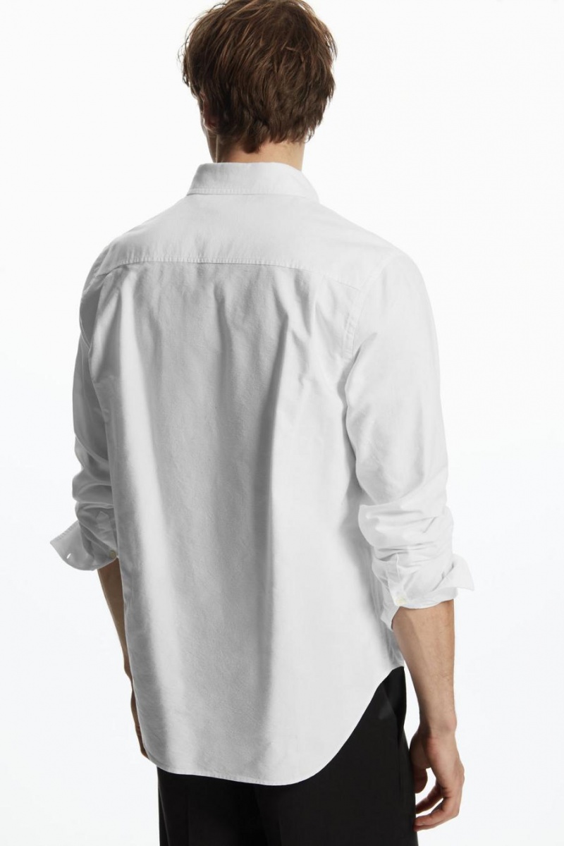 COS Button-down Collar Oxford Ing Férfi Fehér | JSU-349265