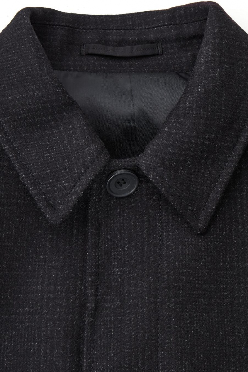COS Checked Felted-wool Car Kabát Férfi Sötétkék | QNW-627405