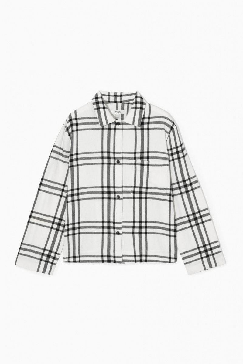 COS Checked Flannel Set Pizsama Női Fehér Fekete | TYI-103982
