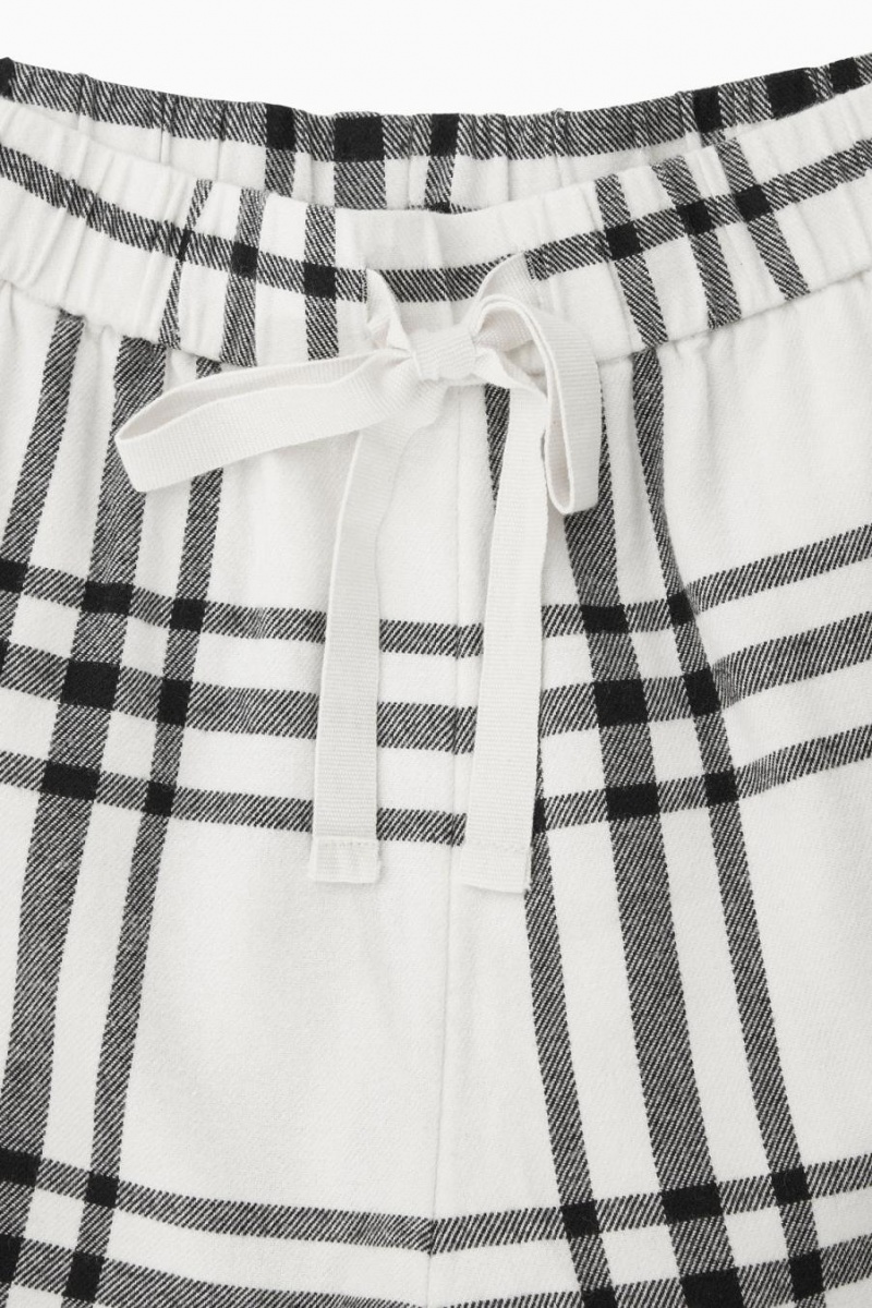 COS Checked Flannel Set Pizsama Női Fehér Fekete | TYI-103982