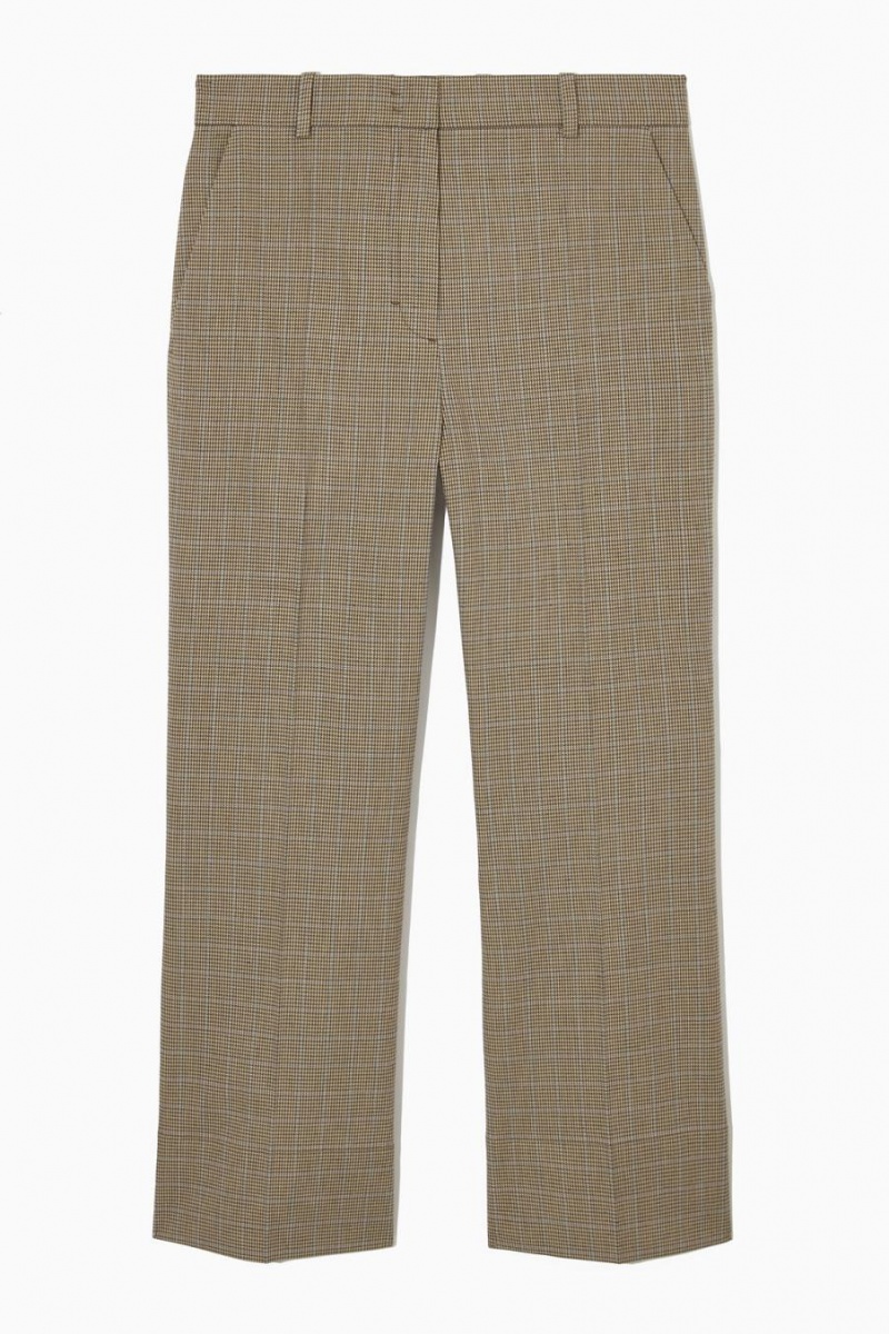 COS Checked Flared Nadrág Női Barna | VOB-159630