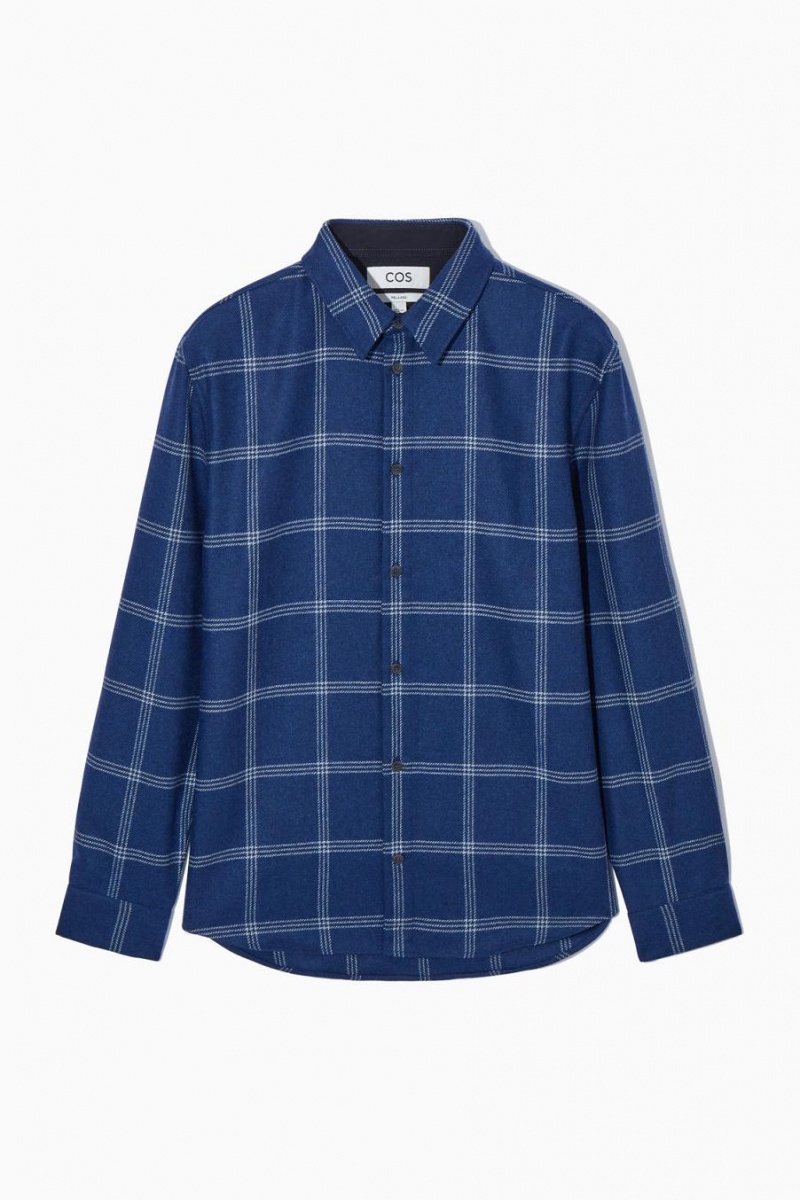 COS Checked Gyapjú Ing Férfi Kék | MAT-502894