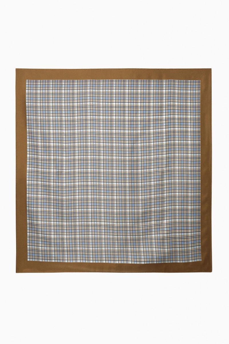 COS Checked Pure Silk Neck Sál Női Színes | SJI-623107