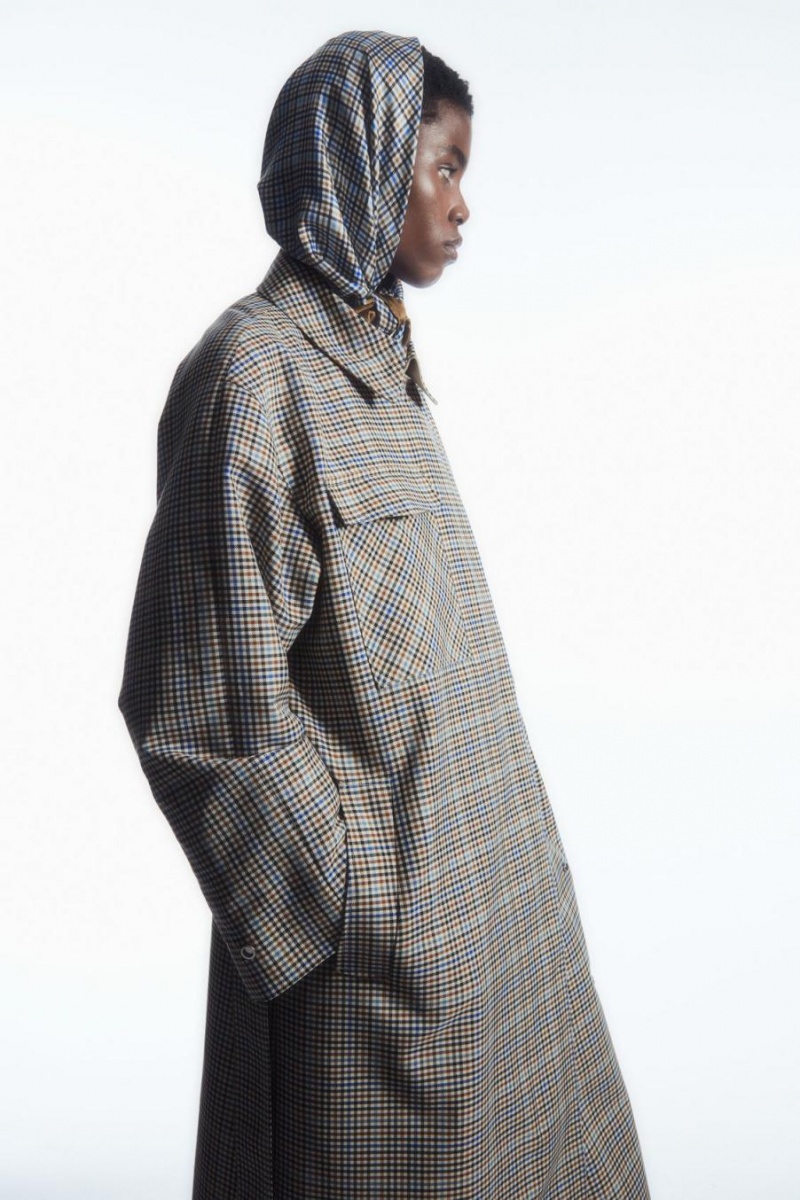 COS Checked Pure Silk Neck Sál Női Színes | SJI-623107