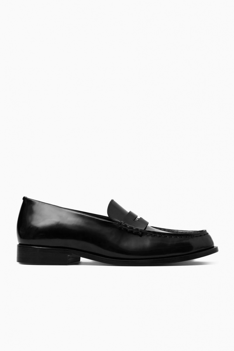 COS Classic Bőr Penny Loafers Férfi Fekete | IEV-237948