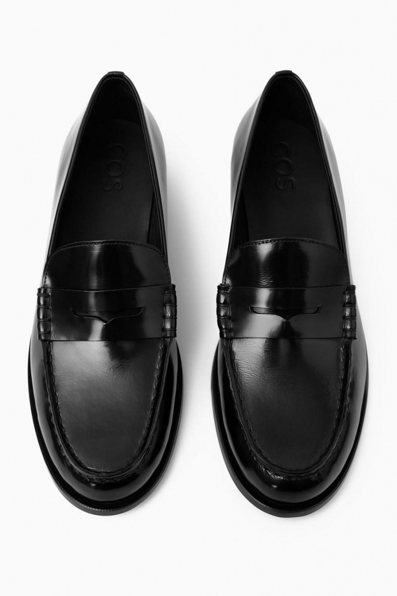 COS Classic Bőr Penny Loafers Férfi Fekete | IEV-237948