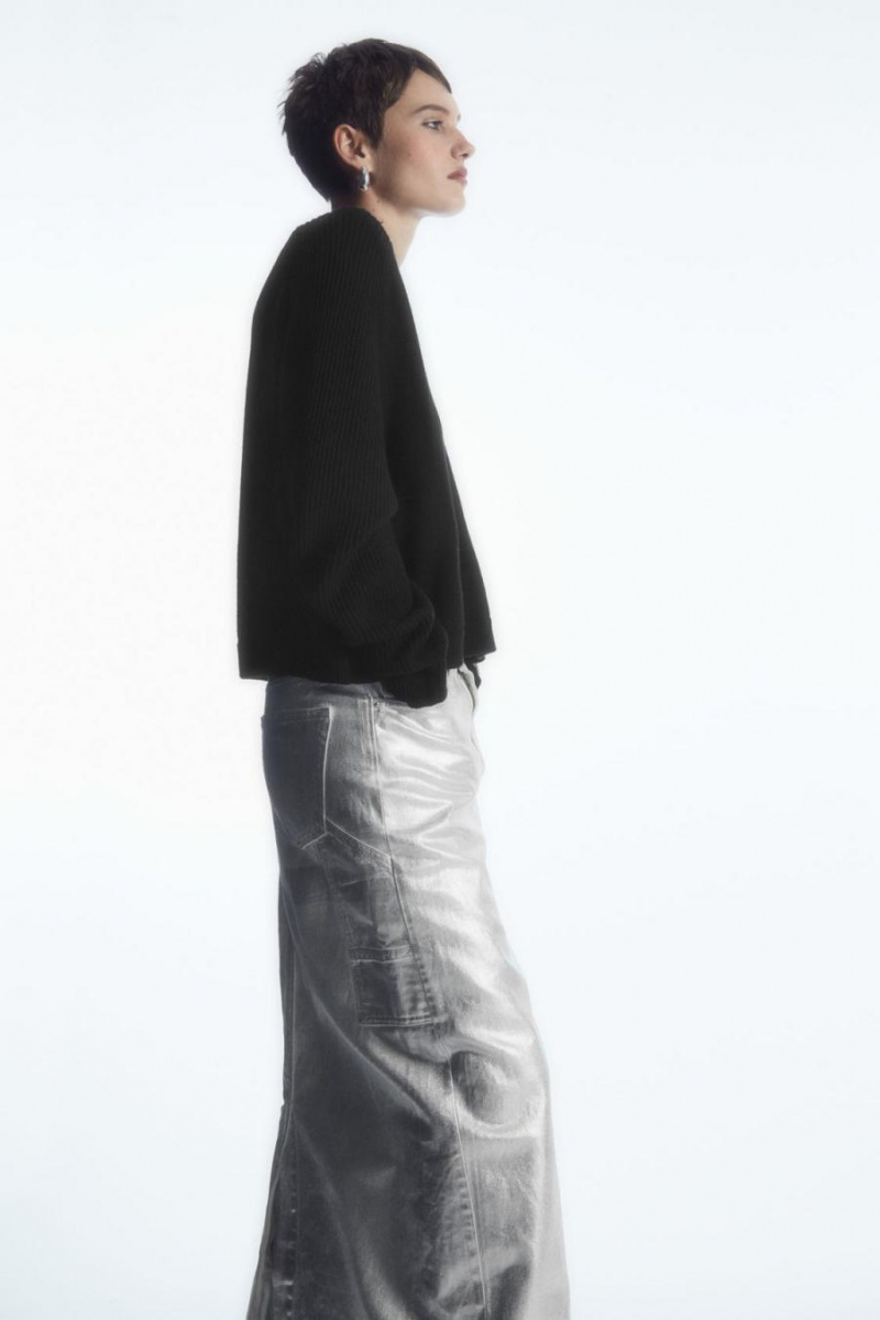 COS Coated-denim Maxi Szoknya Női Titán | MIH-027315