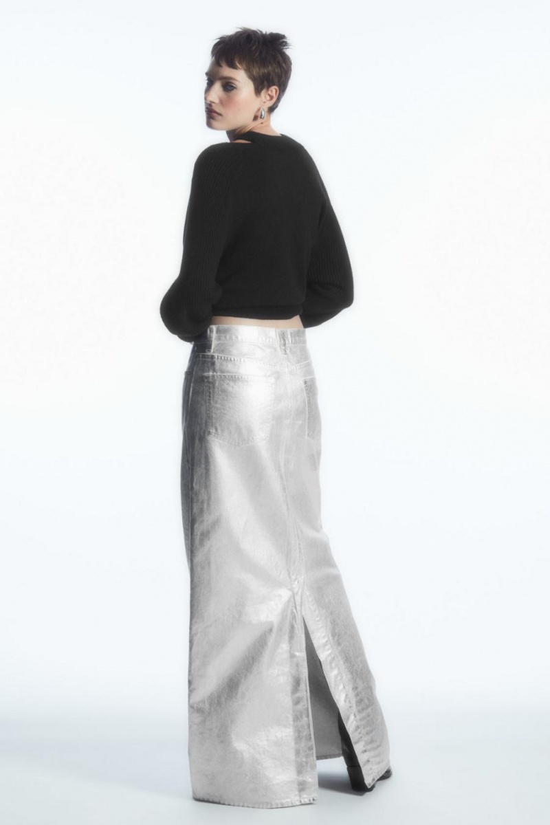 COS Coated-denim Maxi Szoknya Női Titán | MIH-027315