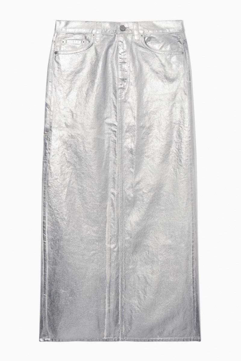 COS Coated-denim Maxi Szoknya Női Titán | MIH-027315