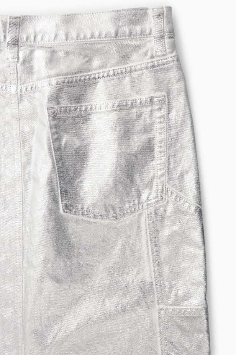 COS Coated-denim Maxi Szoknya Női Titán | MIH-027315
