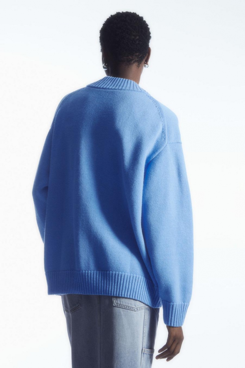 COS Cocooning Gyapjú V-neck Kardigán Női Világos Kék | HUE-896504