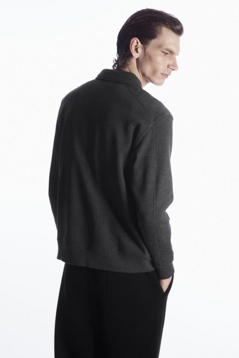 COS Collared Half-zip Pulóver Férfi Sötétszürke | ACU-523768