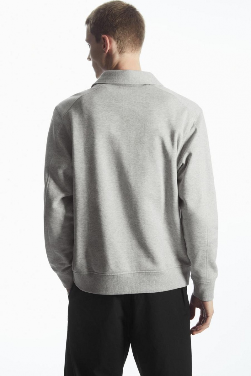 COS Collared Half-zip Pulóver Férfi Szürke | AOC-312875