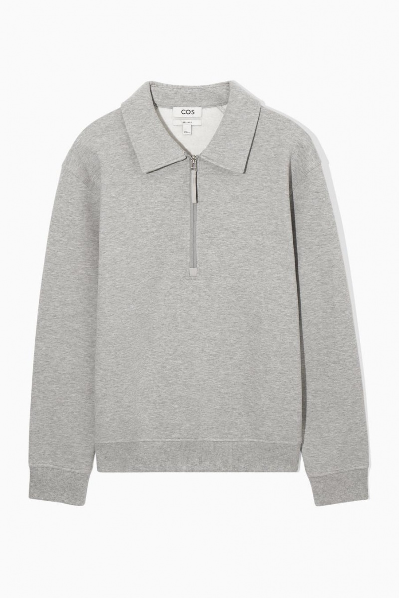 COS Collared Half-zip Pulóver Férfi Szürke | AOC-312875