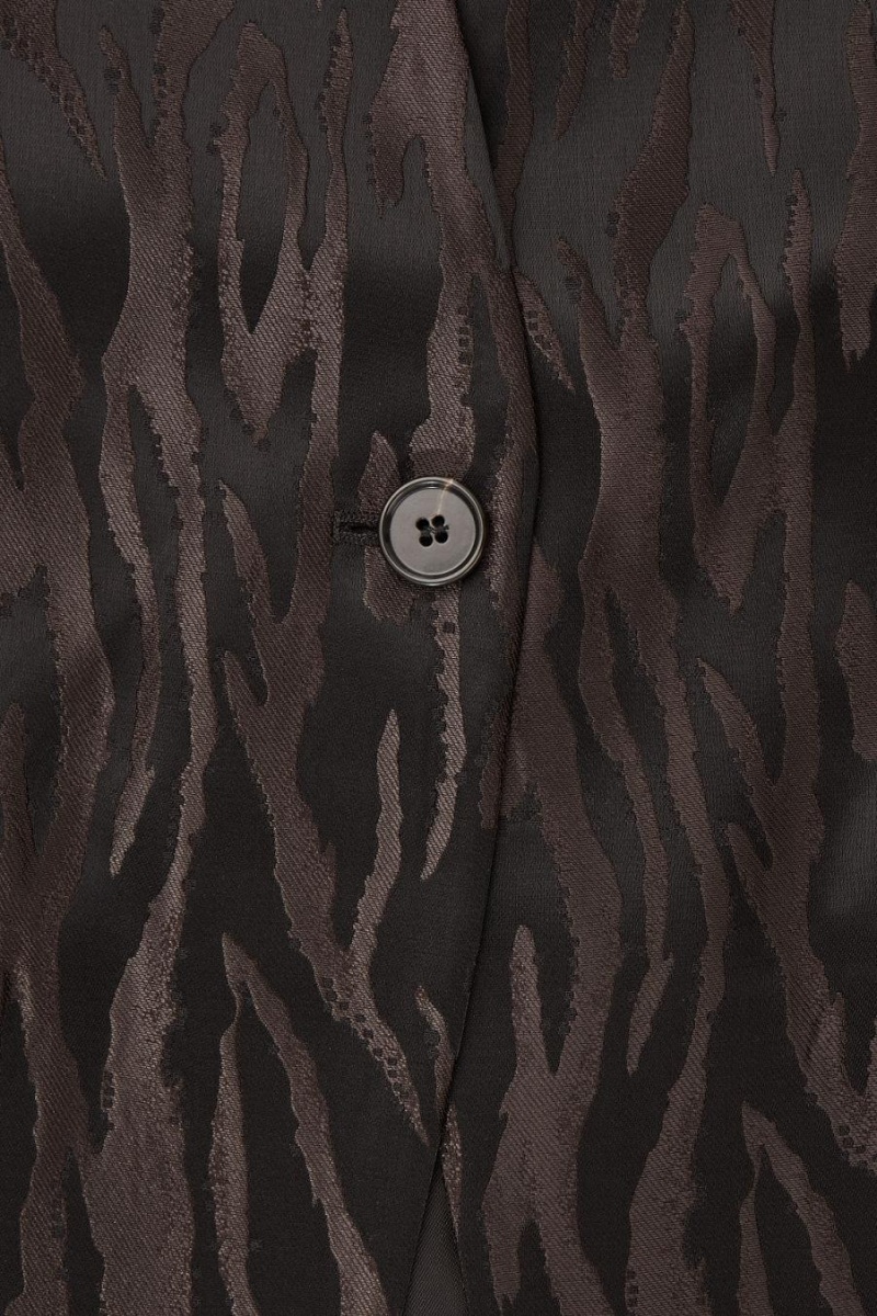 COS Collarless Zebra-jacquard Blézer Női Sötétbarna Fekete | XHD-324578