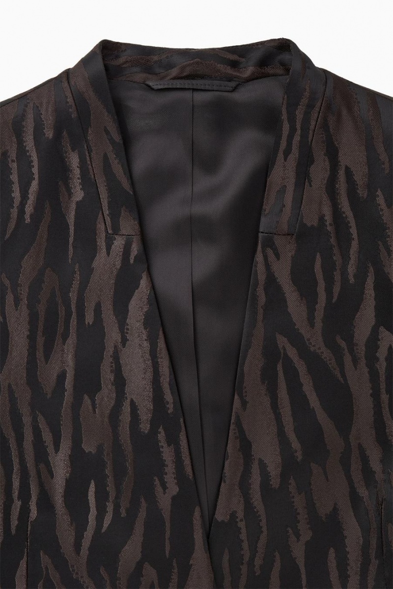 COS Collarless Zebra-jacquard Blézer Női Sötétbarna Fekete | XHD-324578