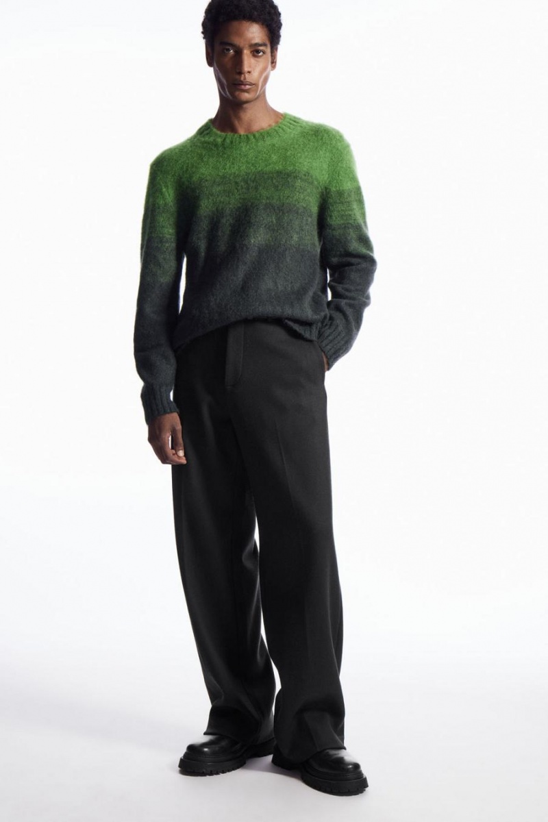 COS Colour-block Mohair-blend Jumpers Férfi Zöld | QHG-568247