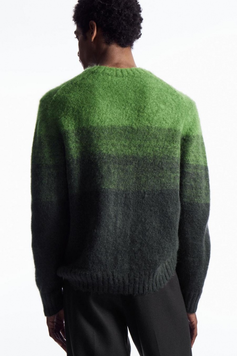 COS Colour-block Mohair-blend Jumpers Férfi Zöld | QHG-568247