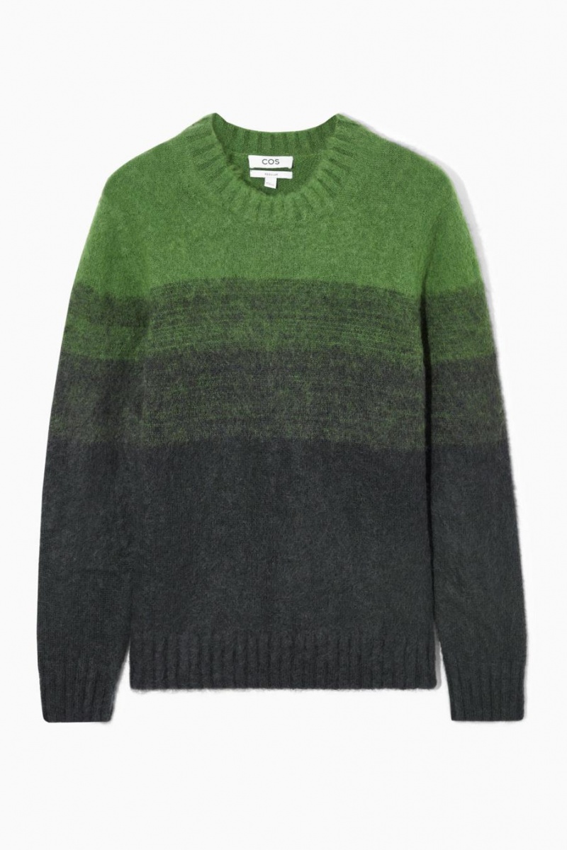 COS Colour-block Mohair-blend Jumpers Férfi Zöld | QHG-568247
