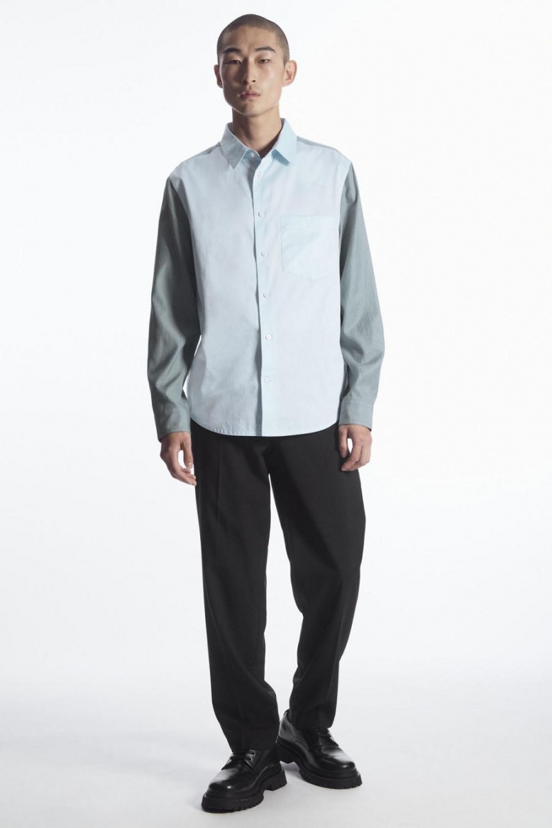 COS Colour-block Tailored - Relaxed Ing Férfi Világos Kék Türkiz | CLG-054169