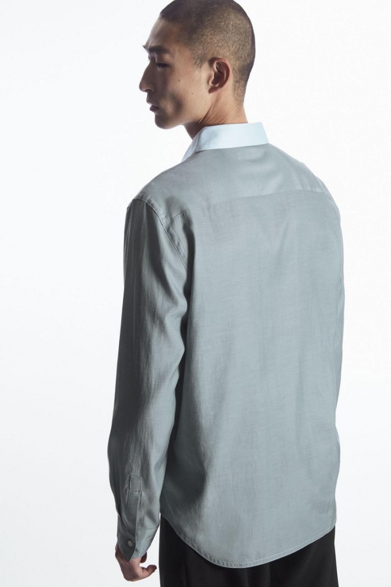 COS Colour-block Tailored - Relaxed Ing Férfi Világos Kék Türkiz | CLG-054169