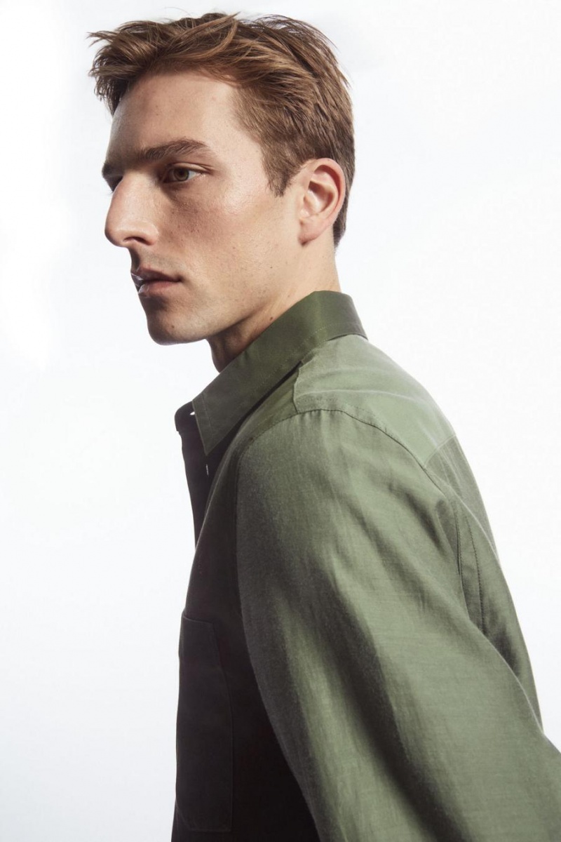 COS Colour-block Tailored - Relaxed Ing Férfi Khaki Zöld | EBR-237109