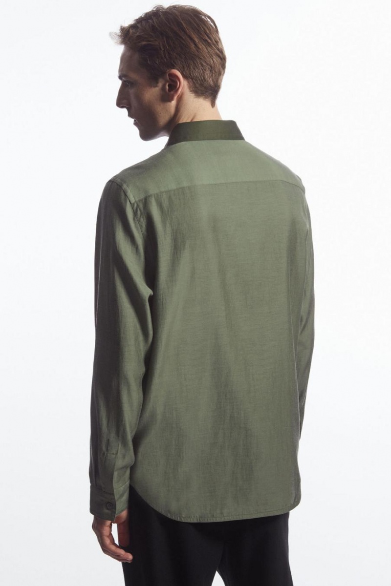 COS Colour-block Tailored - Relaxed Ing Férfi Khaki Zöld | EBR-237109