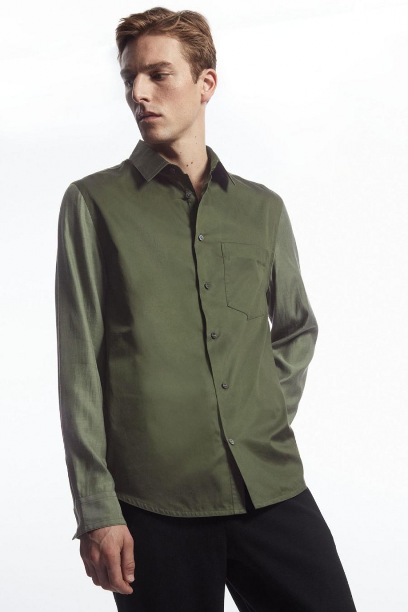 COS Colour-block Tailored - Relaxed Ing Férfi Khaki Zöld | EBR-237109