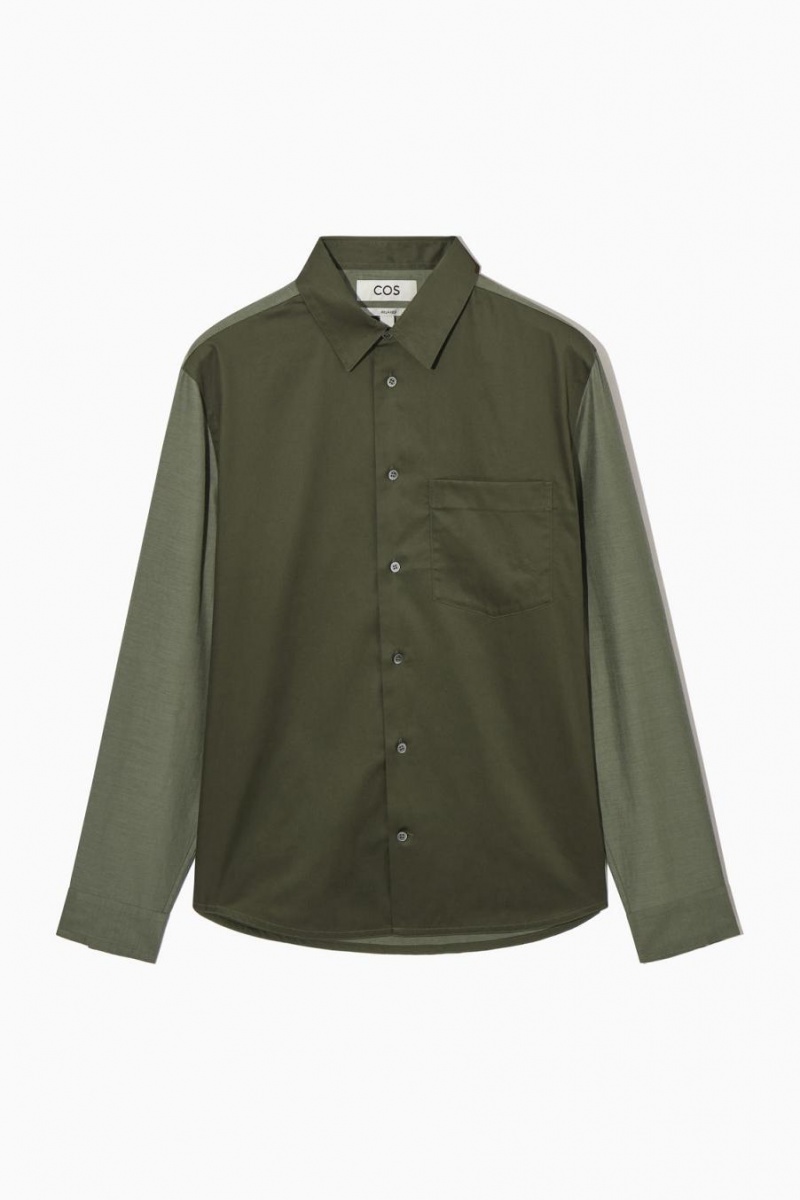 COS Colour-block Tailored - Relaxed Ing Férfi Khaki Zöld | EBR-237109