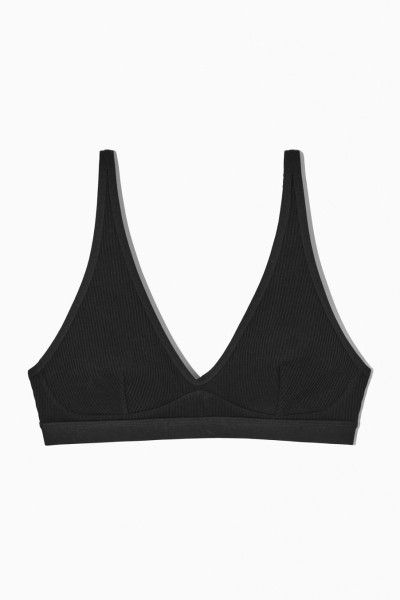 COS Contouring Bordázott Triangle Melltartó Női Fekete | RTY-138625