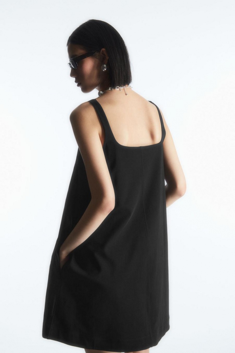 COS Contrast-panel Mini Ruha Női Fekete | RHE-715380