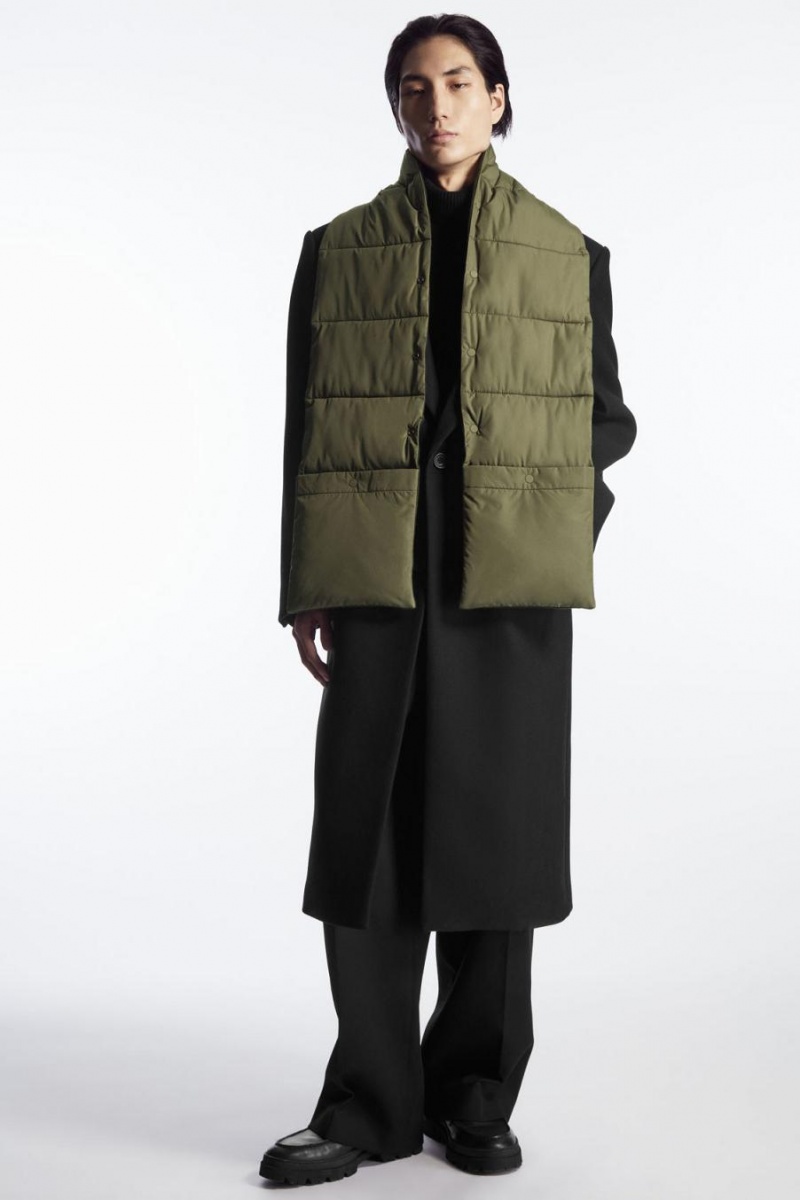 COS Convertible Párnázott Sál Férfi Khaki Zöld | ENC-756014