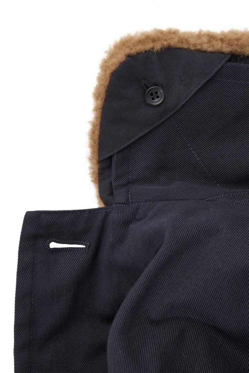 COS Convertible Teddy-lined Kabát Férfi Sötétkék Barna | QNA-579238