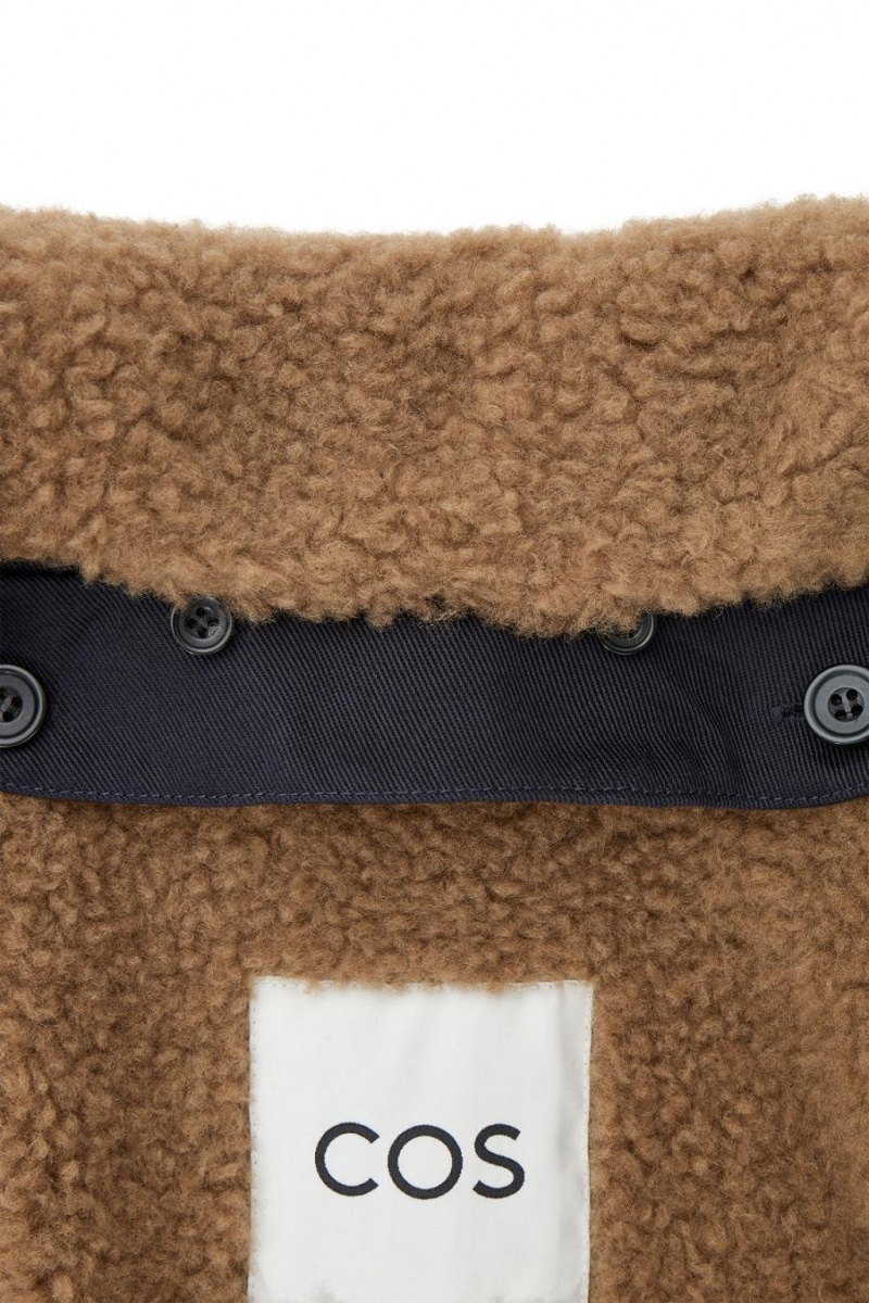 COS Convertible Teddy-lined Kabát Férfi Sötétkék Barna | QNA-579238
