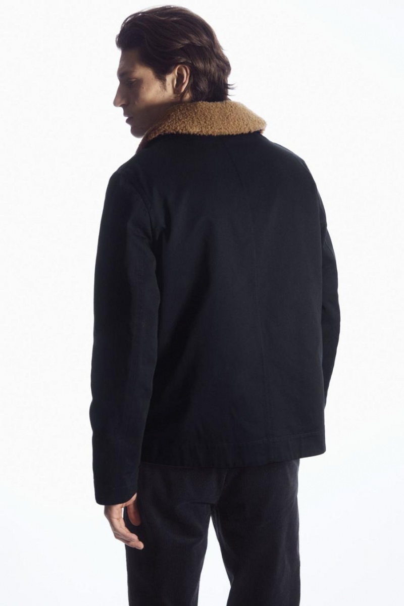 COS Convertible Teddy-lined Kabát Férfi Sötétkék Barna | QNA-579238