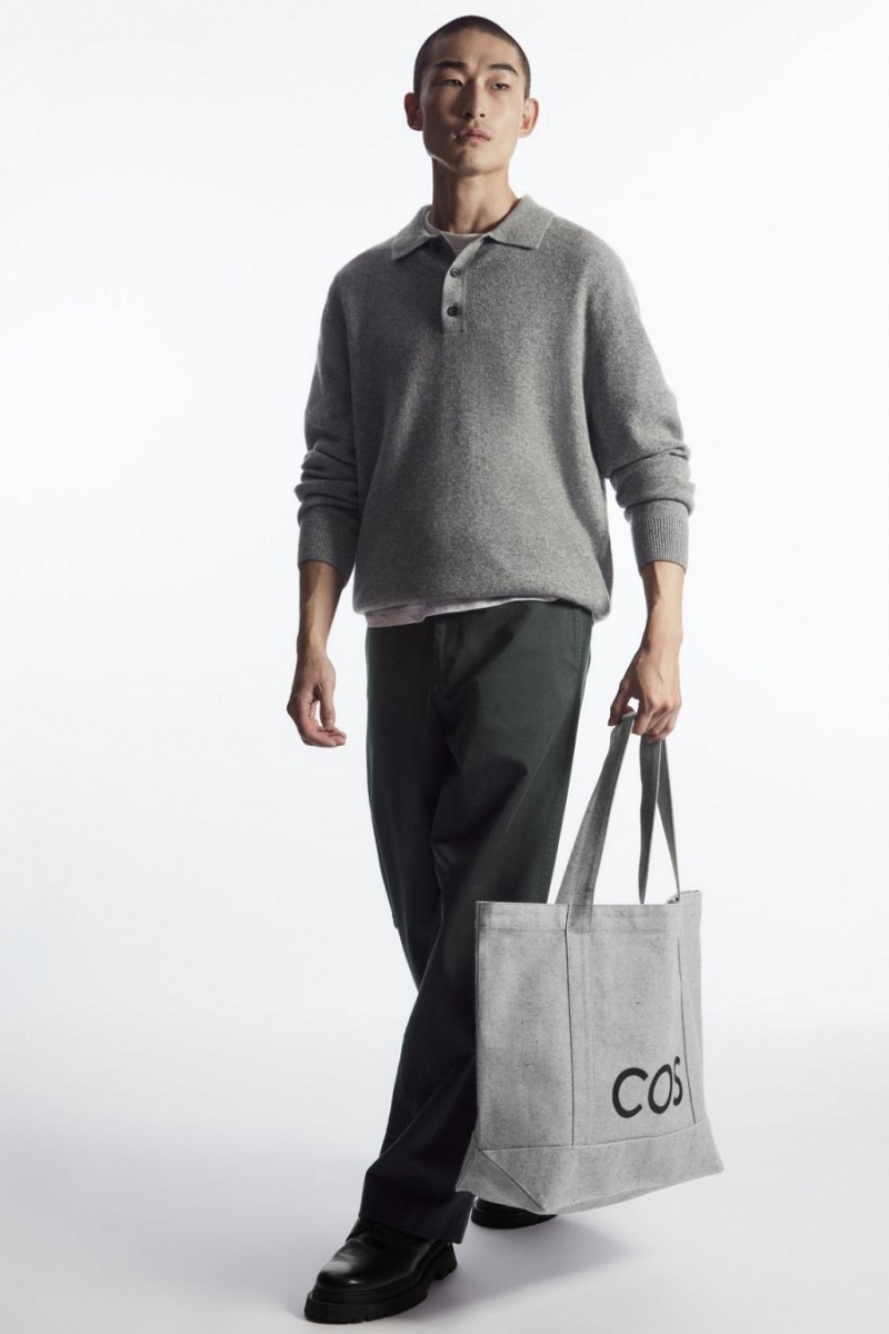 COS Cos Utility Tote - Vászon Táska Férfi Szürke | WES-821437