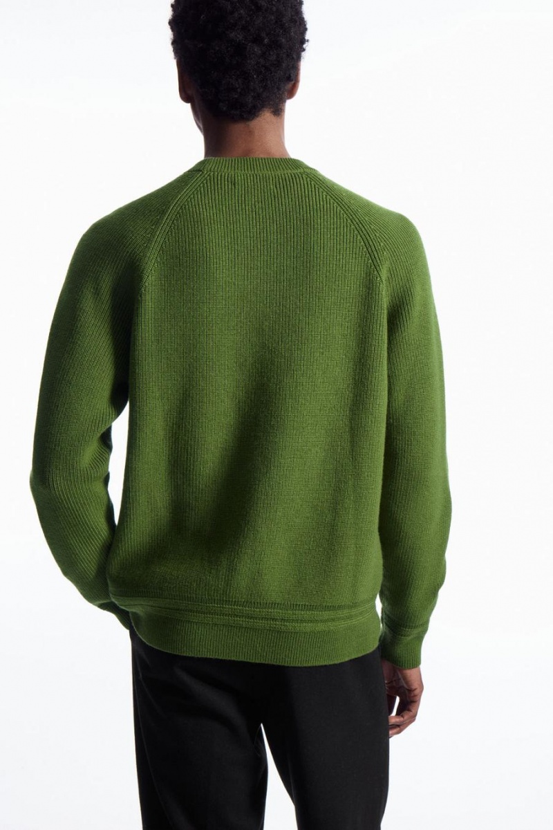 COS Crew-neck Gyapjú Jumpers Férfi Zöld | LDZ-675243