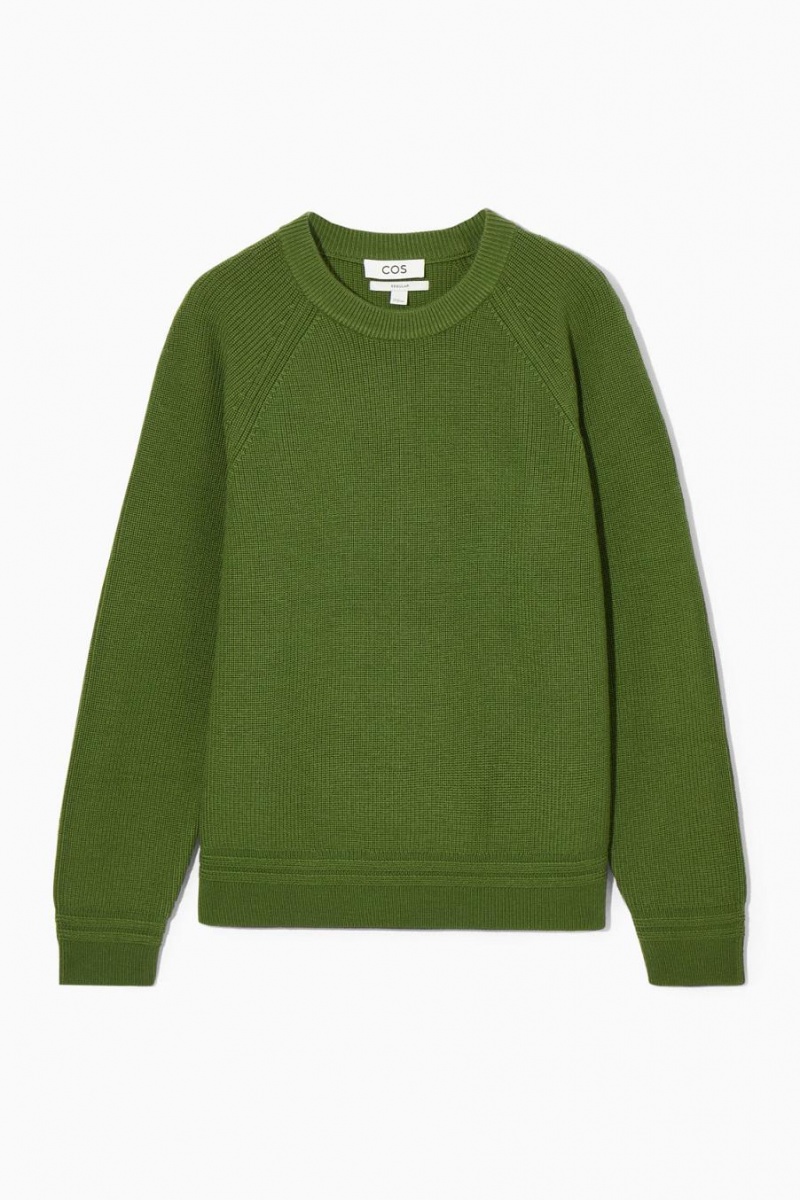 COS Crew-neck Gyapjú Jumpers Férfi Zöld | LDZ-675243