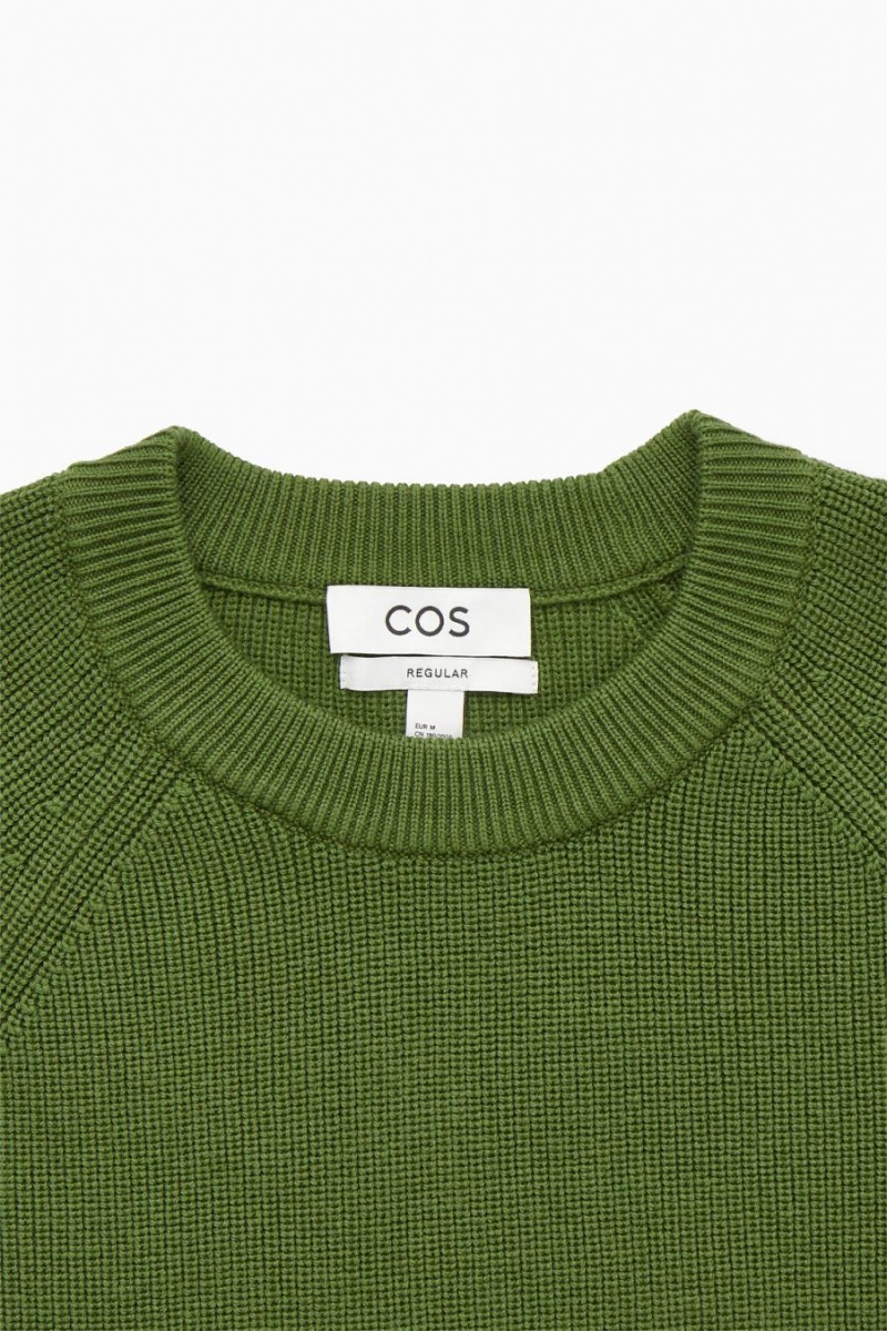 COS Crew-neck Gyapjú Jumpers Férfi Zöld | LDZ-675243
