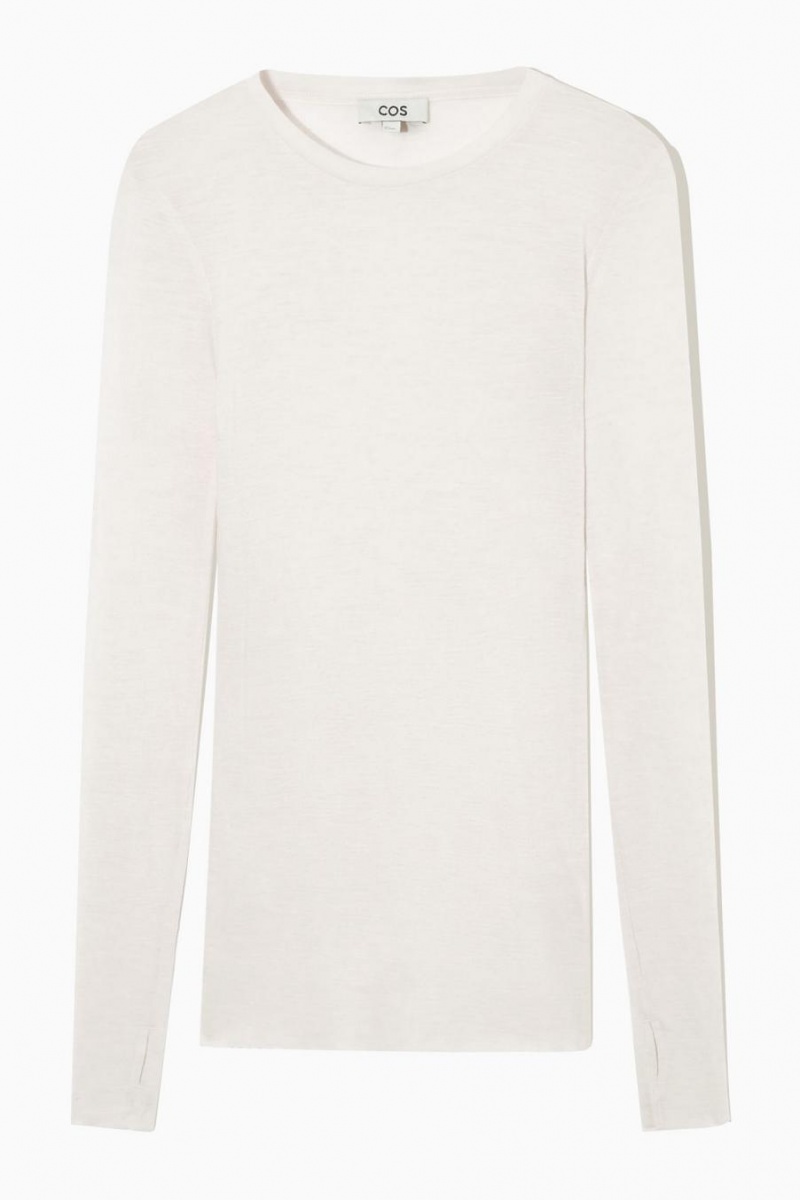COS Crew-neck Merino Gyapjú Póló Női Fehér | SYP-142536