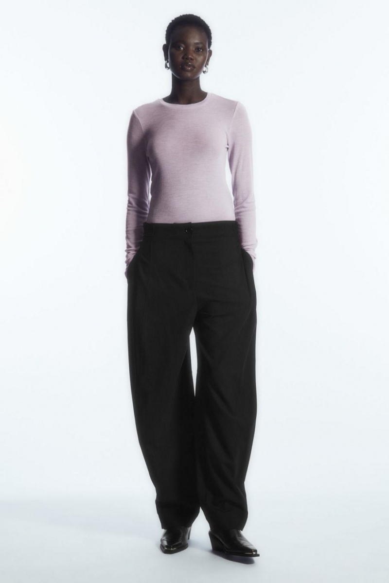 COS Crew-neck Merino Gyapjú Póló Női Lila | GTM-894532