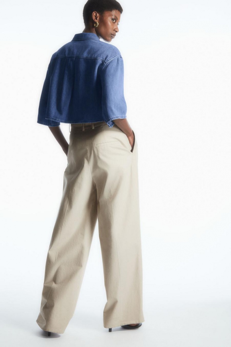 COS Cropped Denim Ing Női Kék | DTI-458617