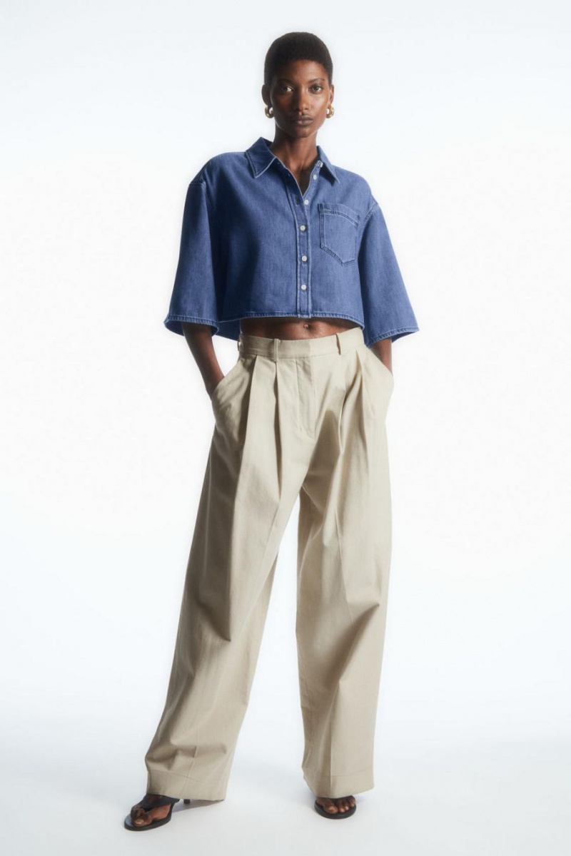 COS Cropped Denim Ing Női Kék | DTI-458617