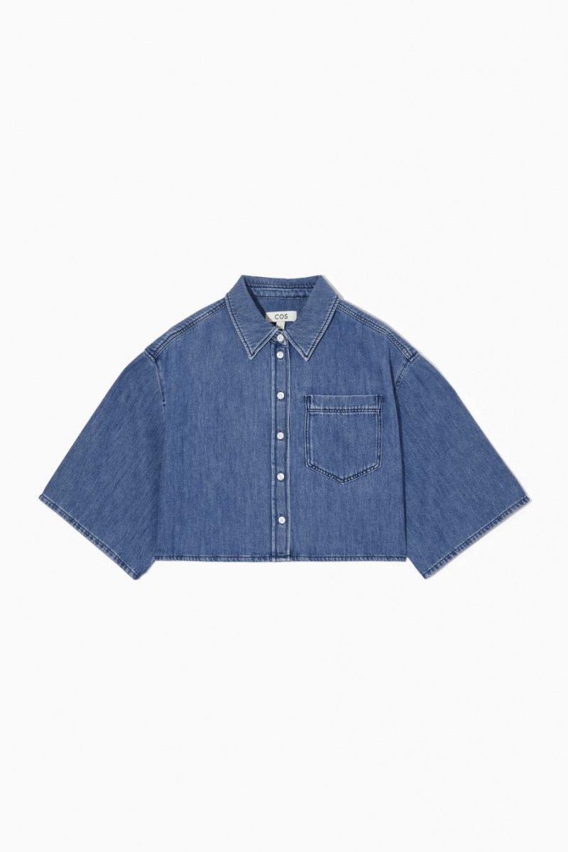 COS Cropped Denim Ing Női Kék | DTI-458617
