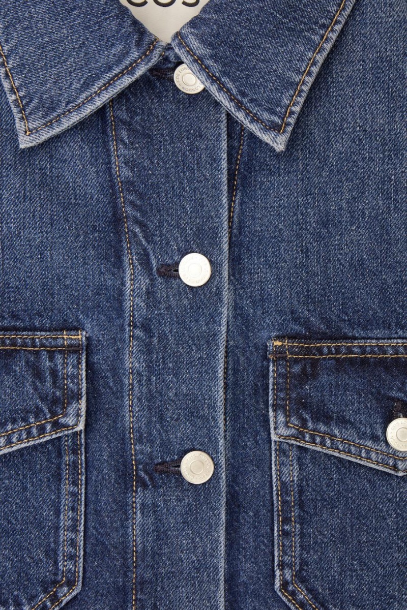 COS Cropped Denim Kabát Női Kék | NVW-932684
