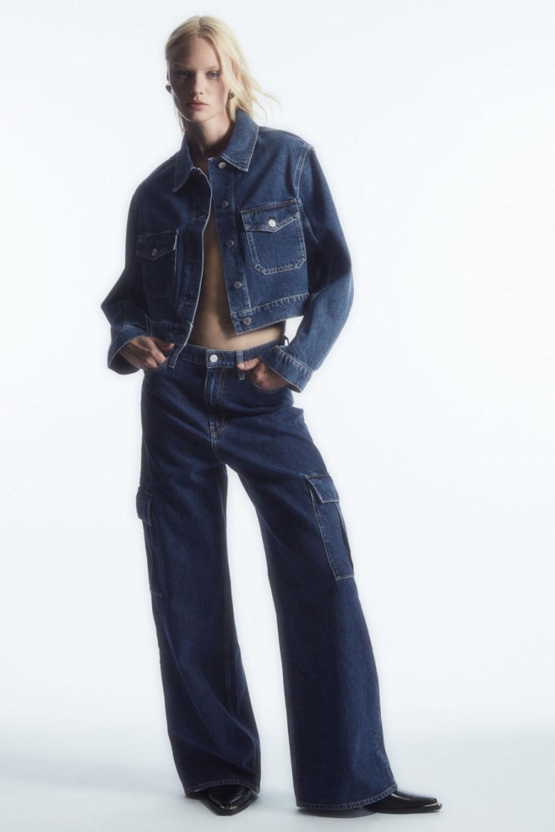 COS Cropped Denim Kabát Női Kék | NVW-932684