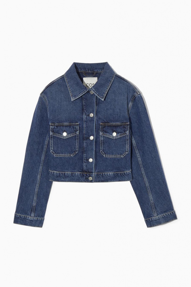 COS Cropped Denim Kabát Női Kék | NVW-932684